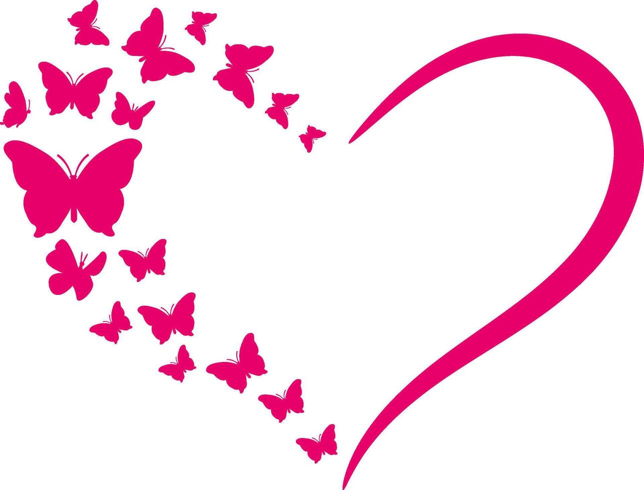 heart with butterfly silhouettes flying vector