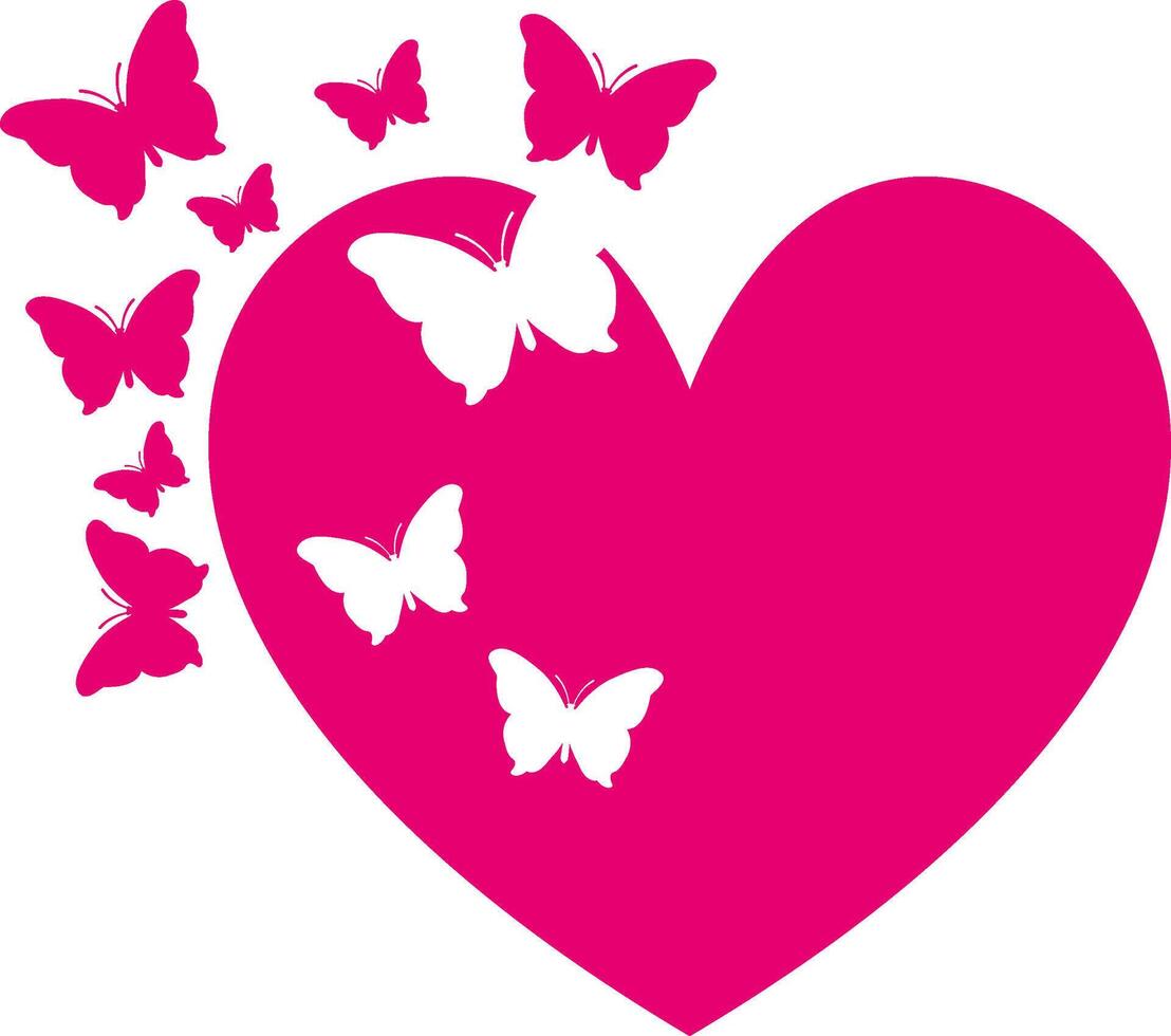 heart with butterfly silhouettes flying vector