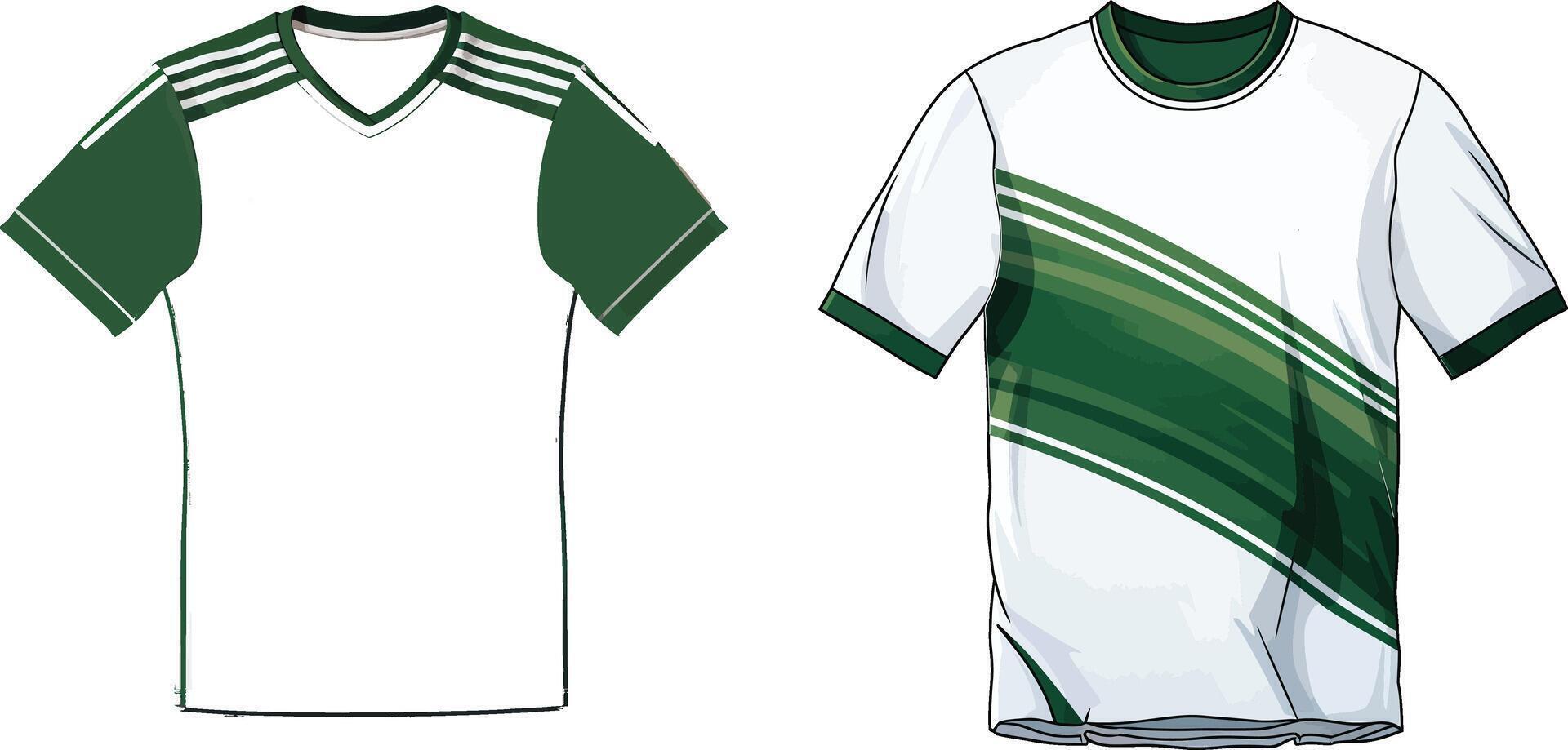 green football t shirt with green and white themes vector