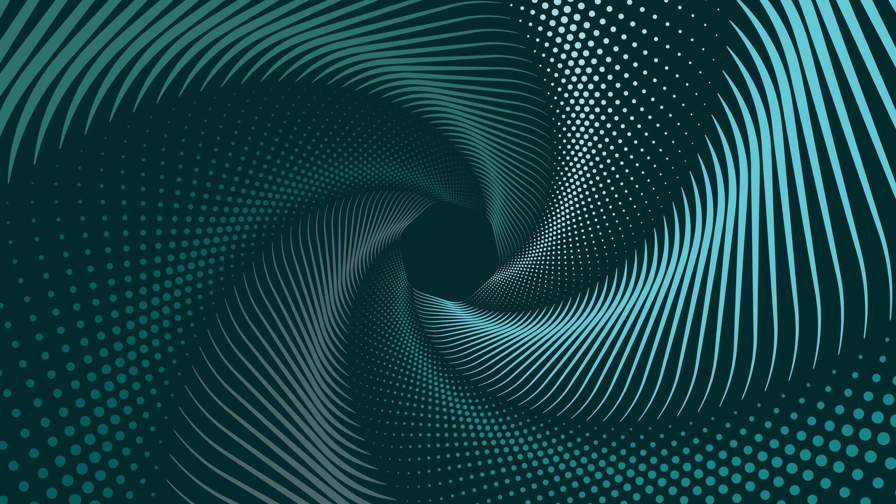 Abstract spiral dotted urgency round flower dark green background. vector