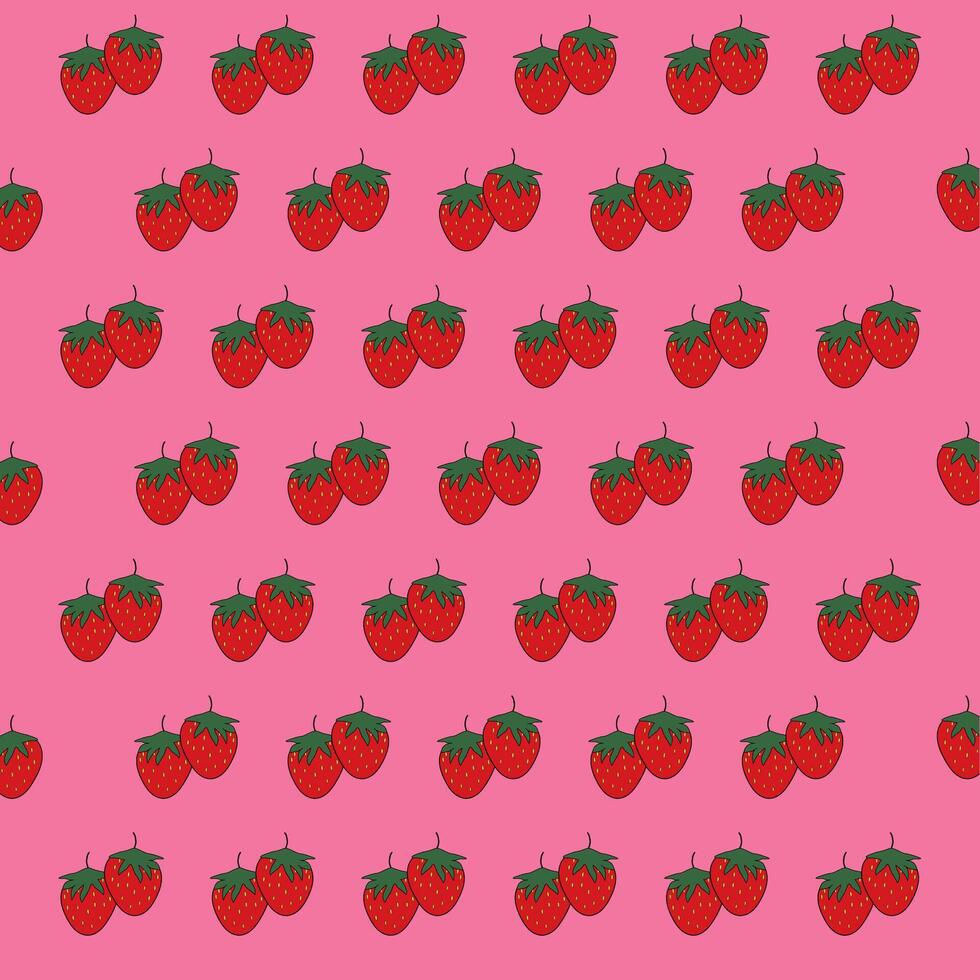 sin costura modelo imagen de fresas en un rosado antecedentes vector