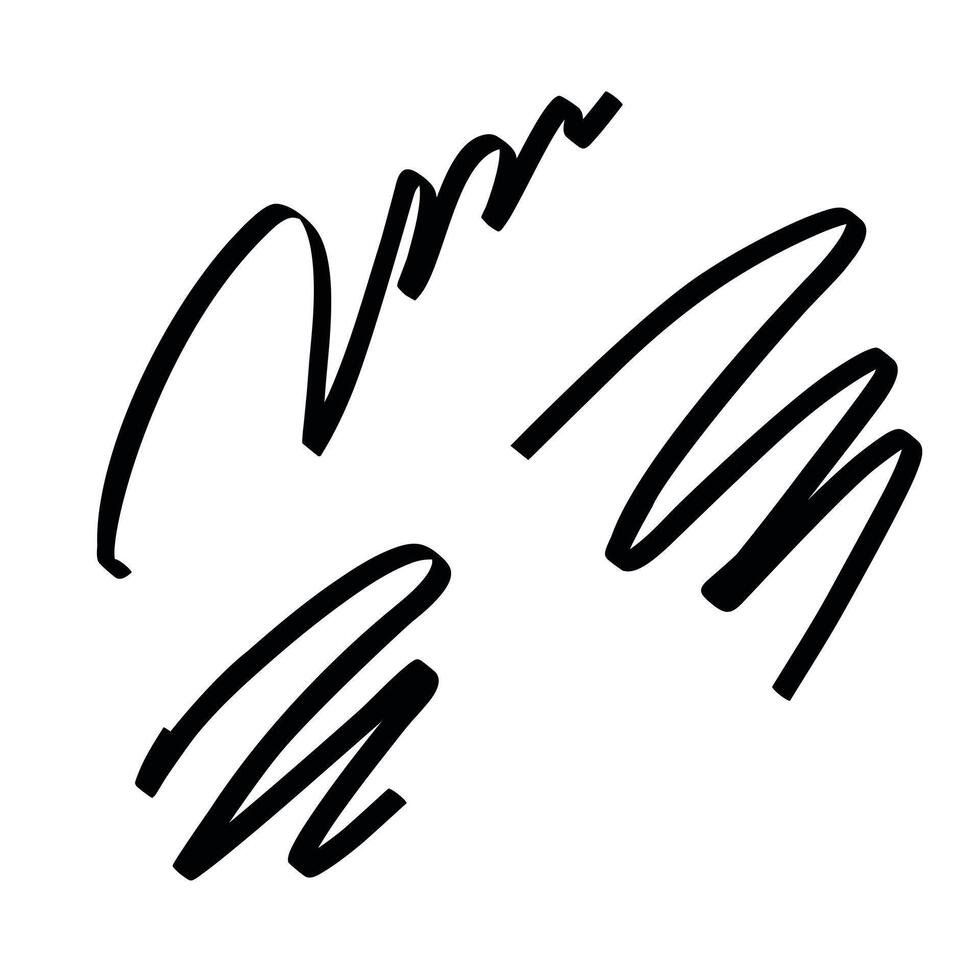 Vector set of abstract scribble bold brush pen elements. Hand drawn grunge paint stains. Isolated Ink drawn stroke lines for design.