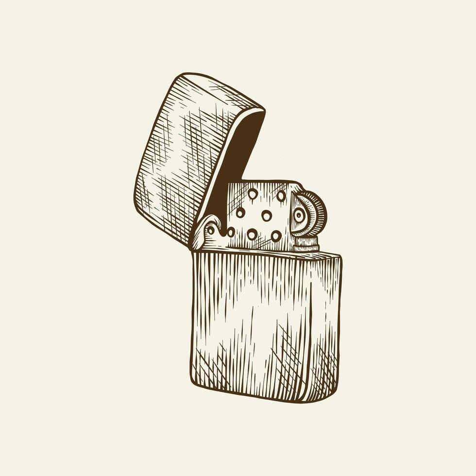 vintage hand drawn lighter illustration vector