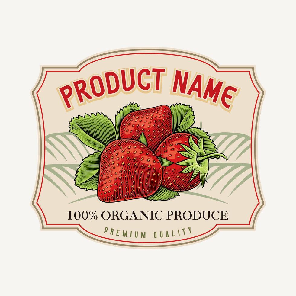 strawberry farm label in vintage style vector