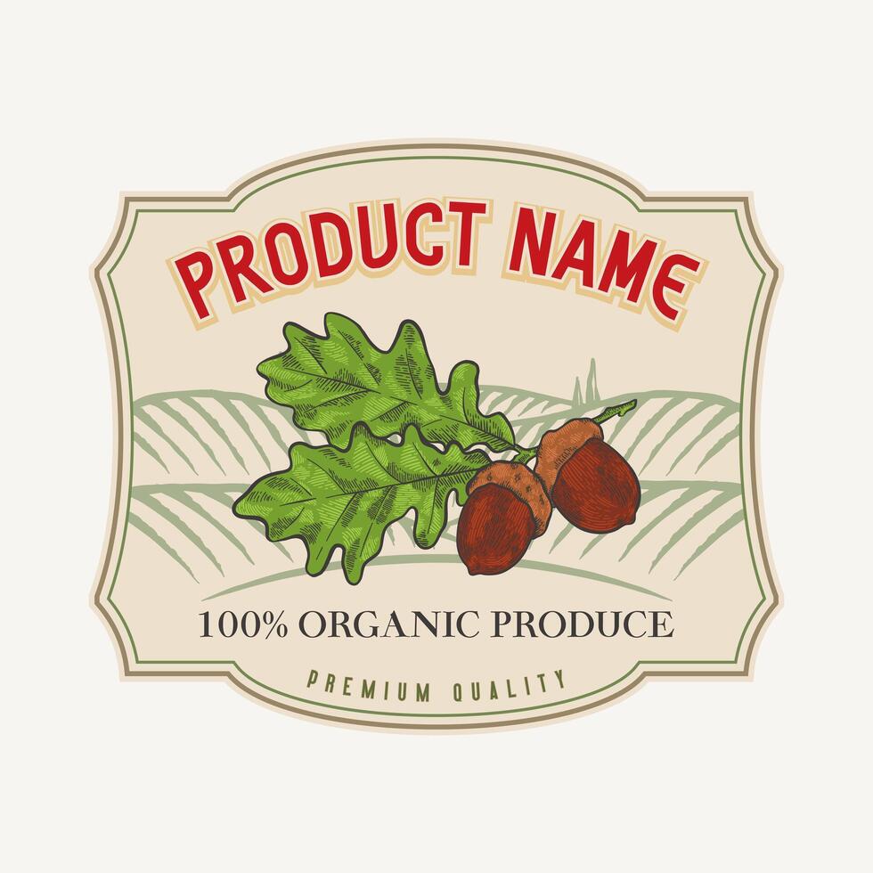 oak farm label in vintage style vector