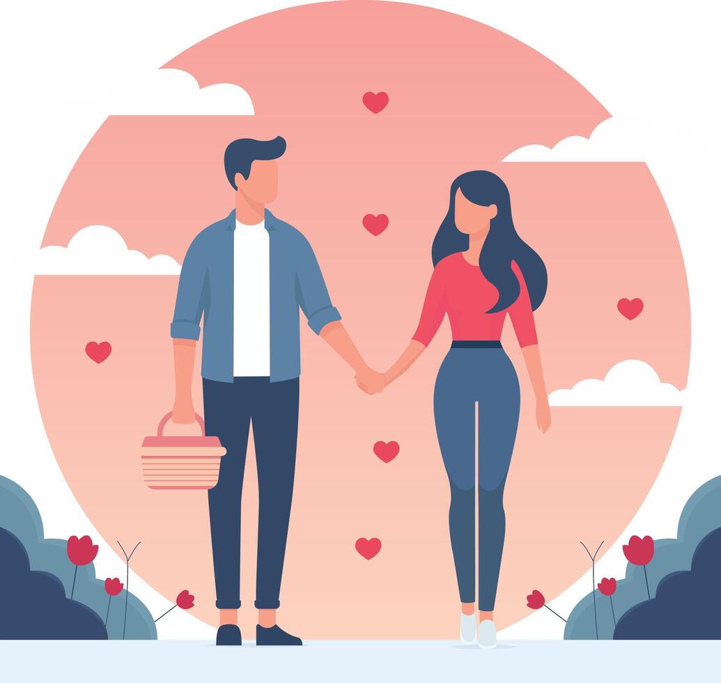 Illustration of a Couple holding hands vector