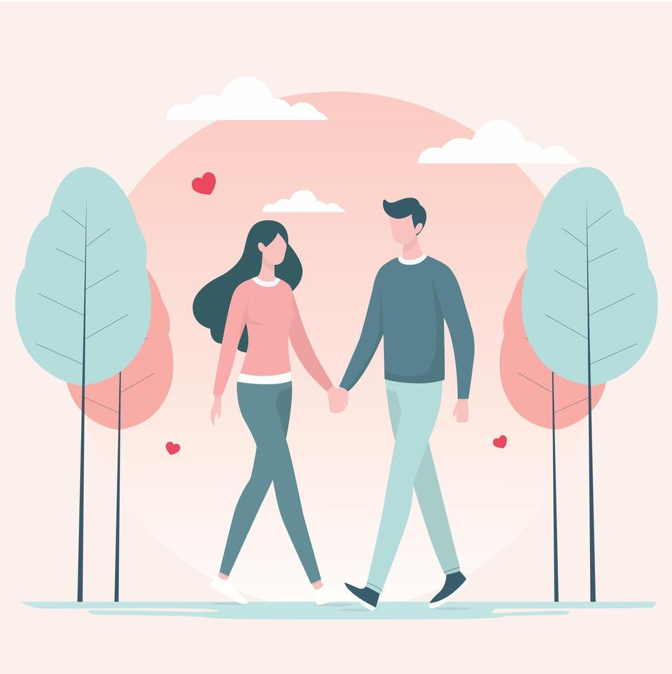 Illustration of a couple holding hands vector