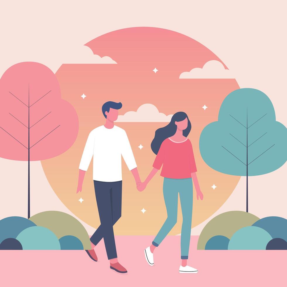 Illustration of a couple holding hands vector