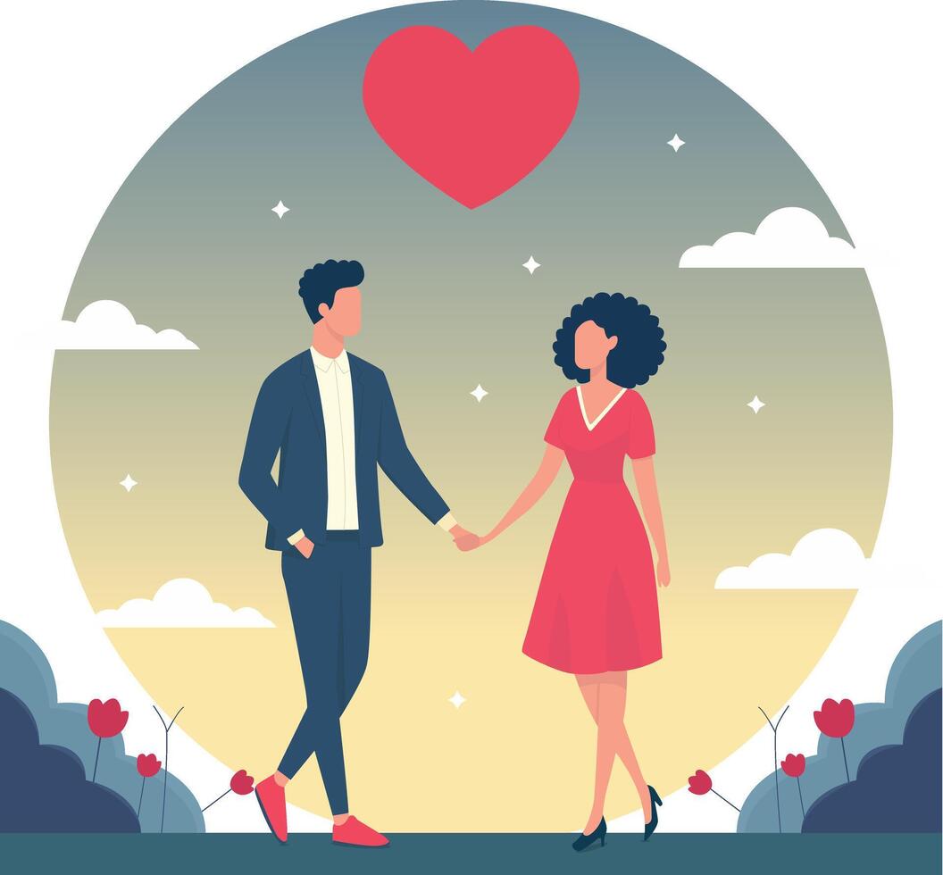 Illustration of a Couple Holding Hands vector