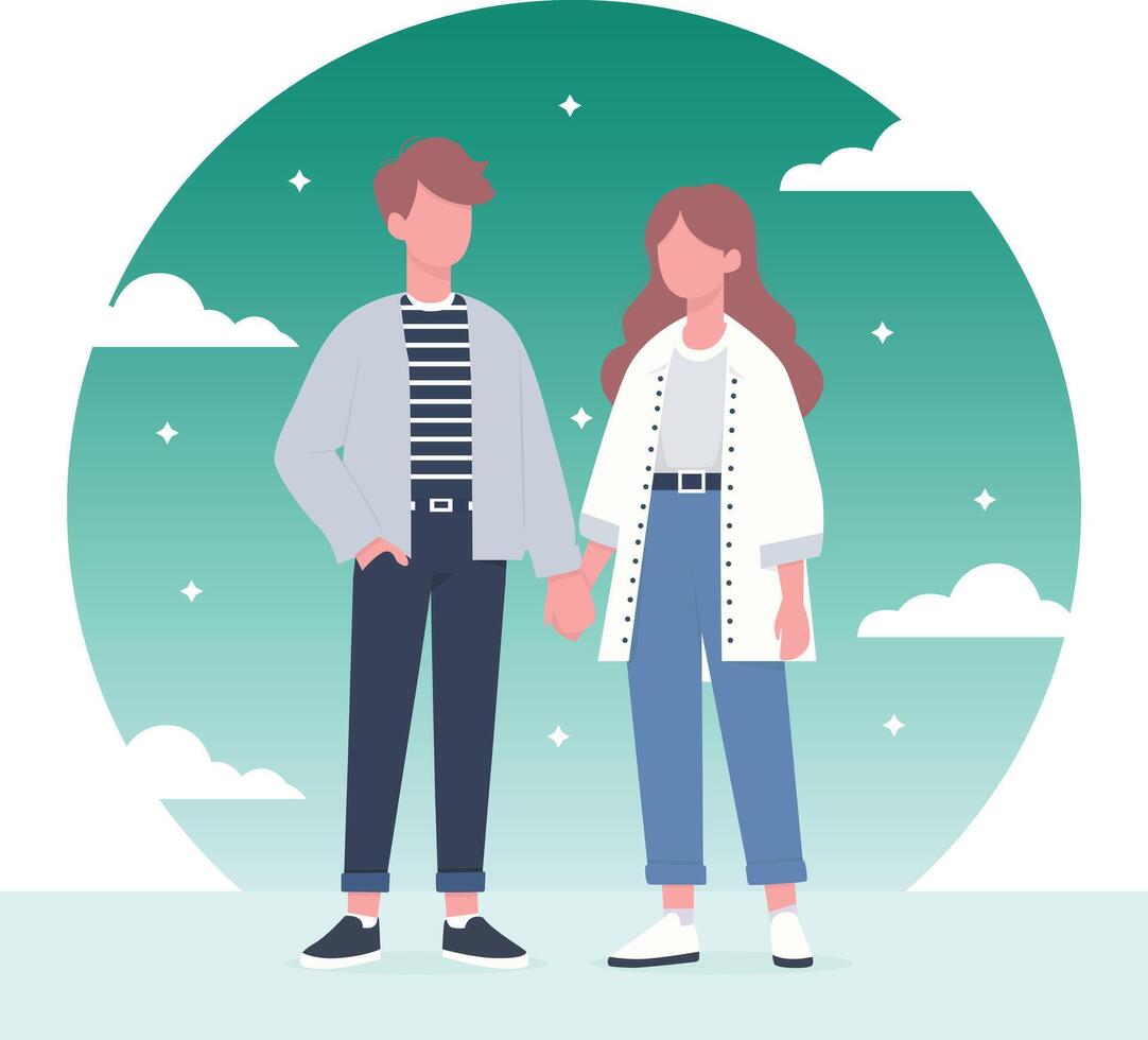 ilustración de un Pareja participación manos vector