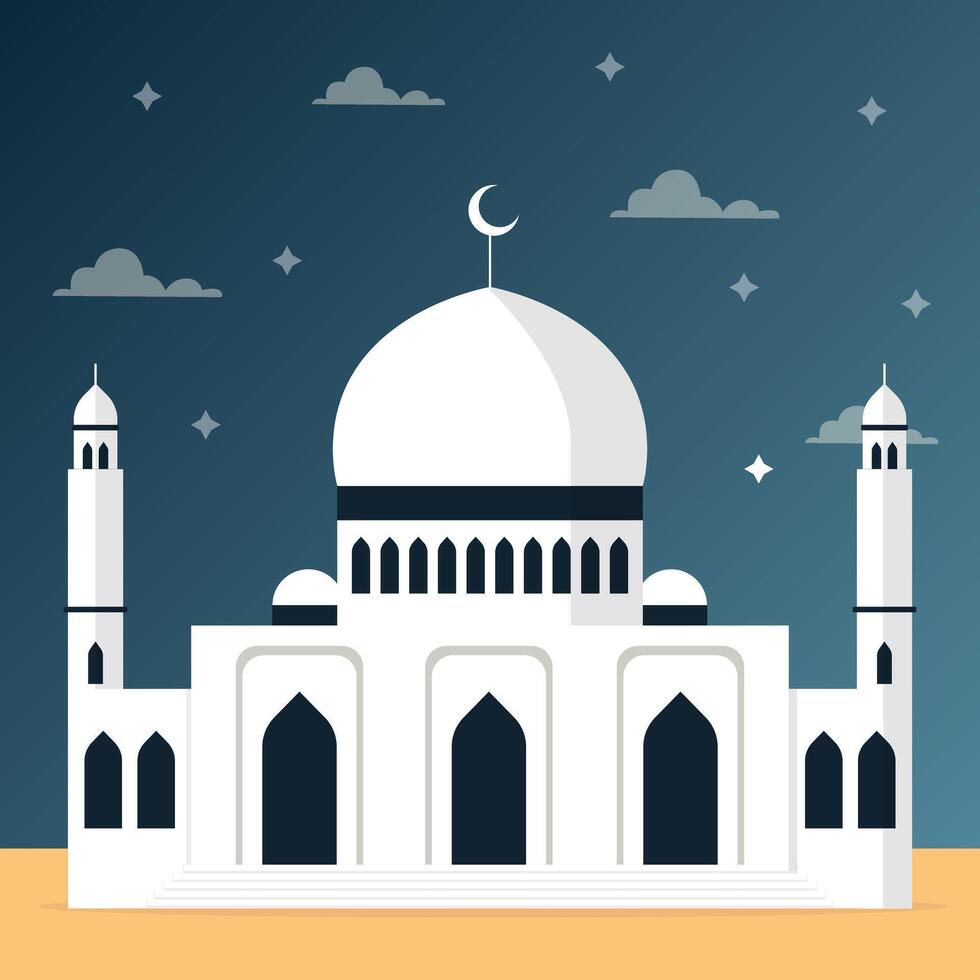 illustration of a beautiful white mosque vector