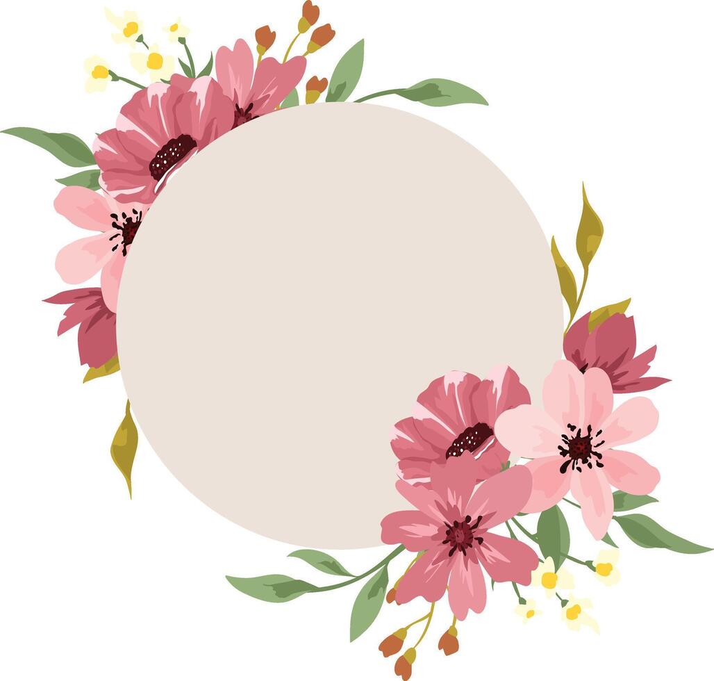 floral frame with maroon colored bouquets vector