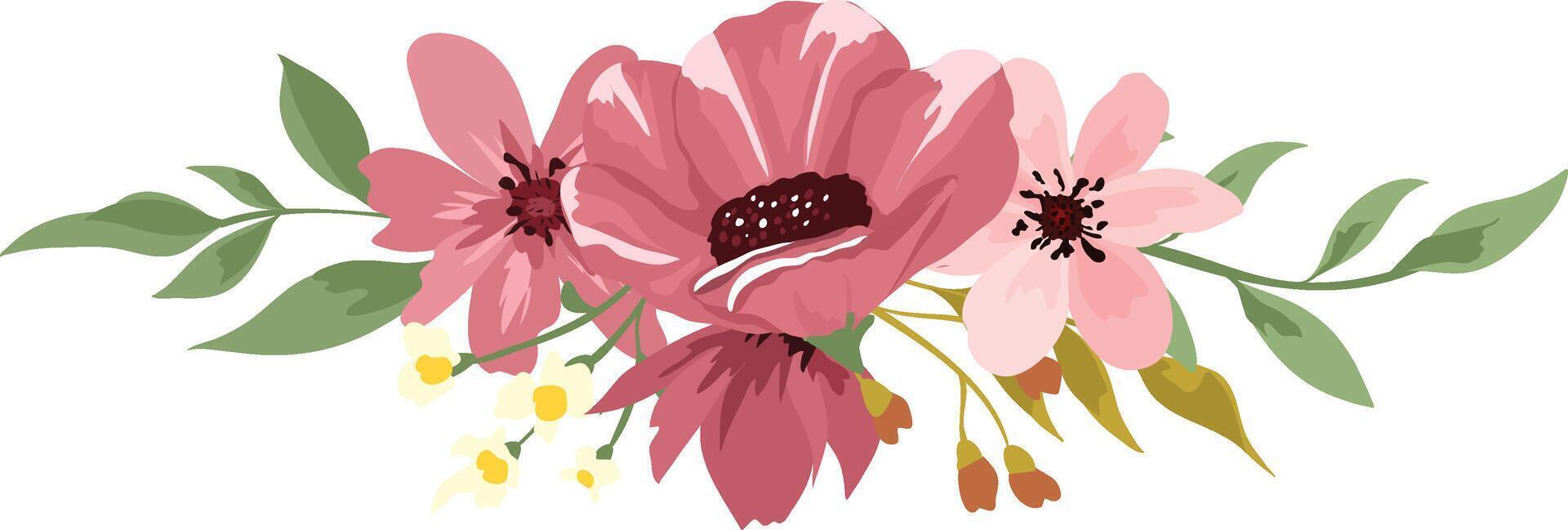 elegante ramo de flores con granate flores vector