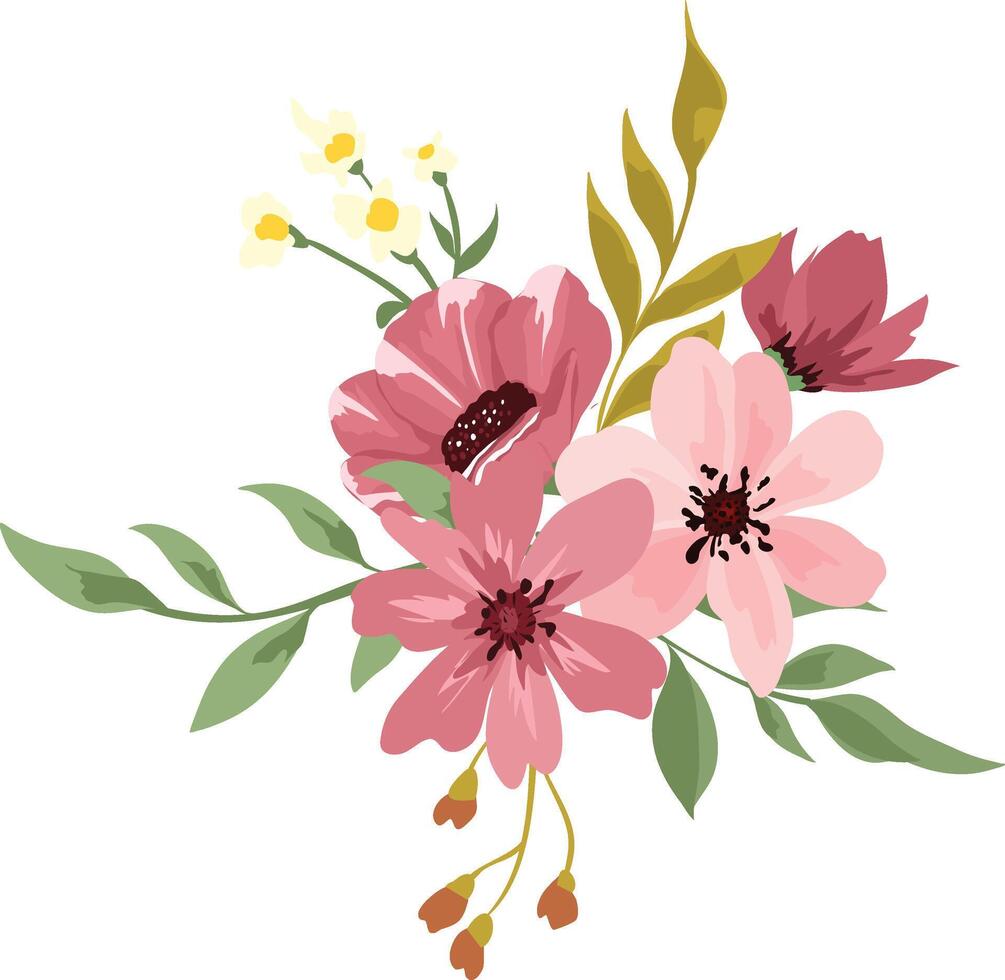Elegant bouquet with maroon flowers vector