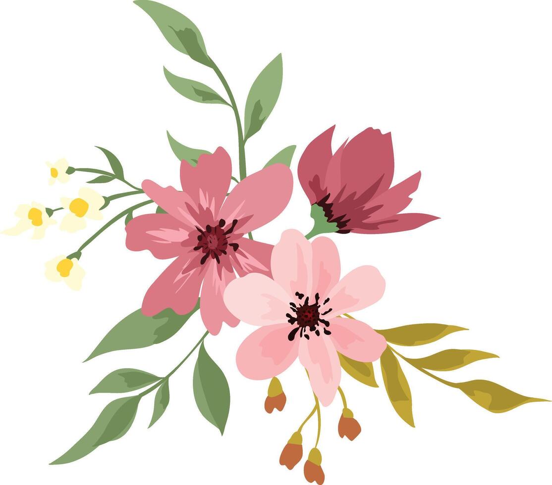 Elegant bouquet with maroon flowers vector