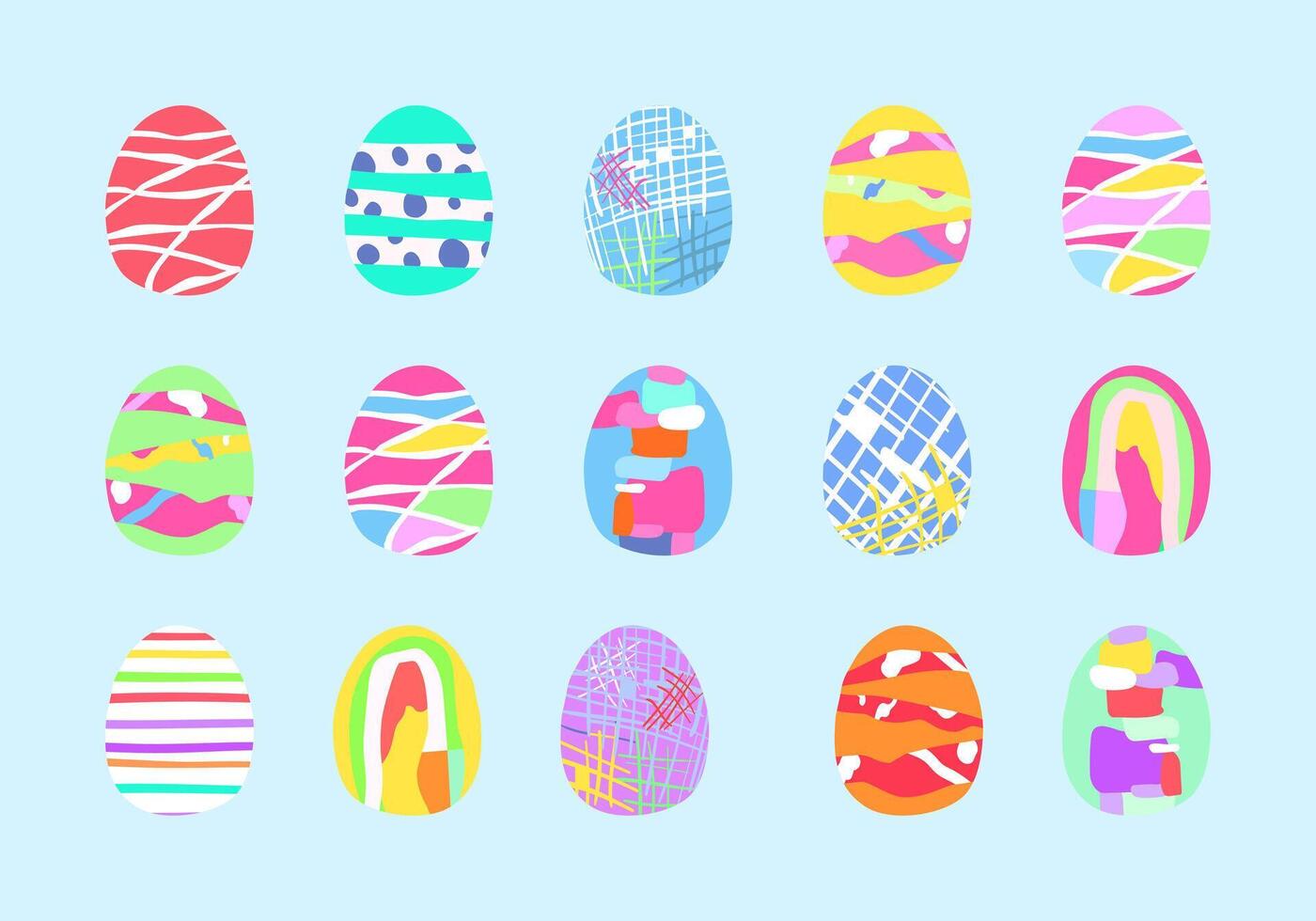Happy easter. Set of Easter eggs. Easter symbol with abstract pattern in retro style. Vector