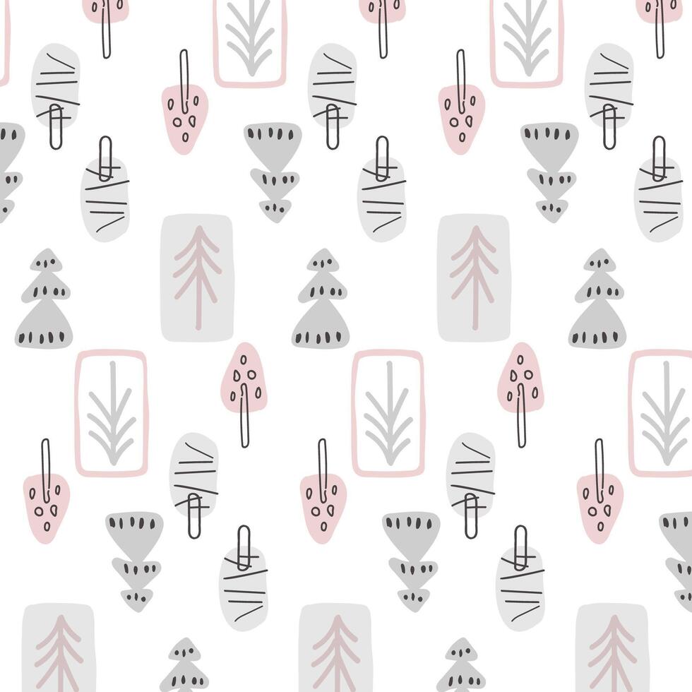 Seamless pattern in Scandinavian style Simple pattern with trees Hand drawn vector