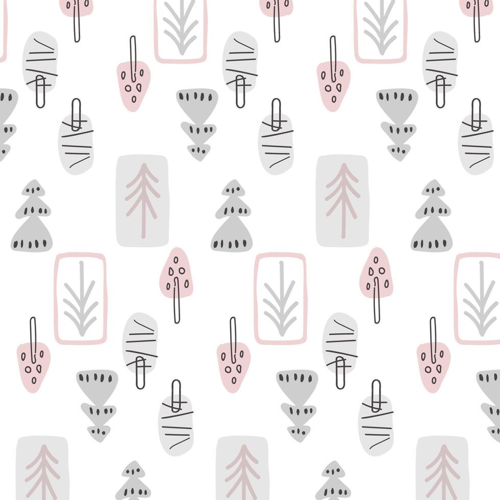 Seamless pattern in Scandinavian style Simple pattern with trees Hand drawn vector