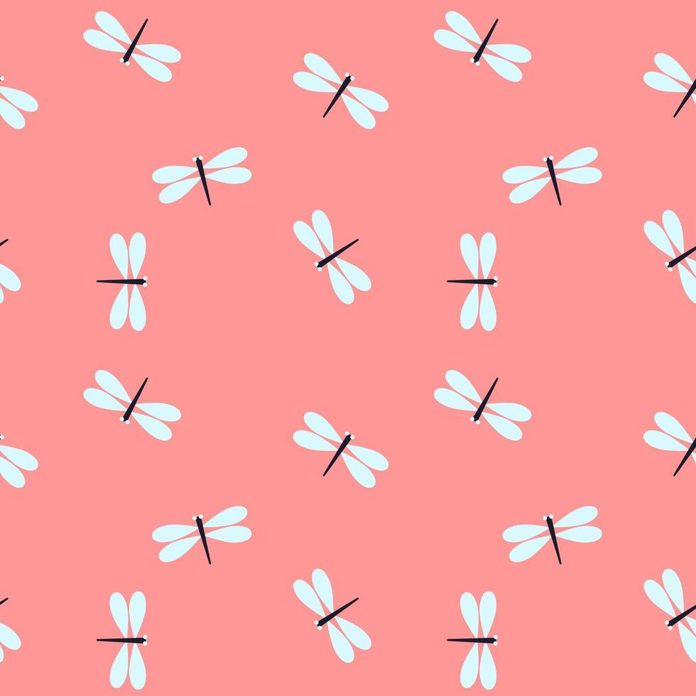 Seamless pattern with dragonflies in Scandinavian style for printing on fabric and wrapping paper. vector