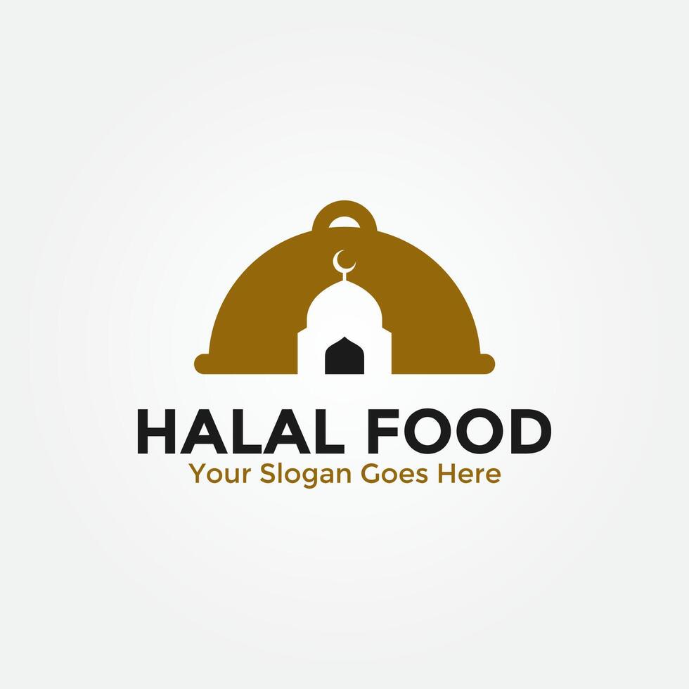 Halal food products logo template design. Vector illustration.