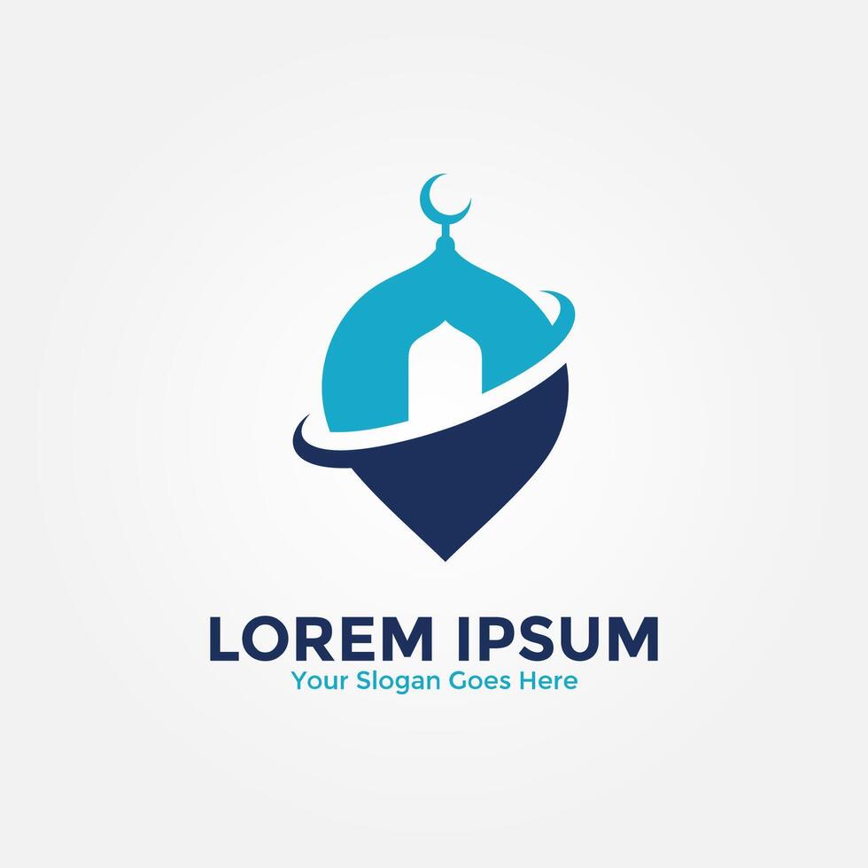 Islamic Mosque Location Logo Design Template. Mosque Point Logo Vector. vector