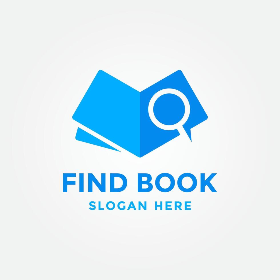 Find book logo design template. Book icon with magnifying glass combination. Review search symbol. Concept of analysing, correcting, evaluating, surveying, etc. vector