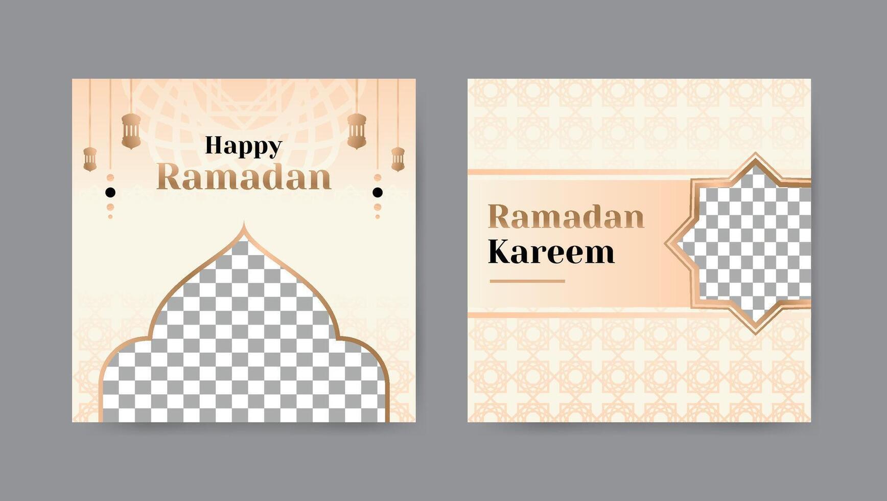 Collection of trendy ramadan kareem social media post templates. Square banner design background. vector