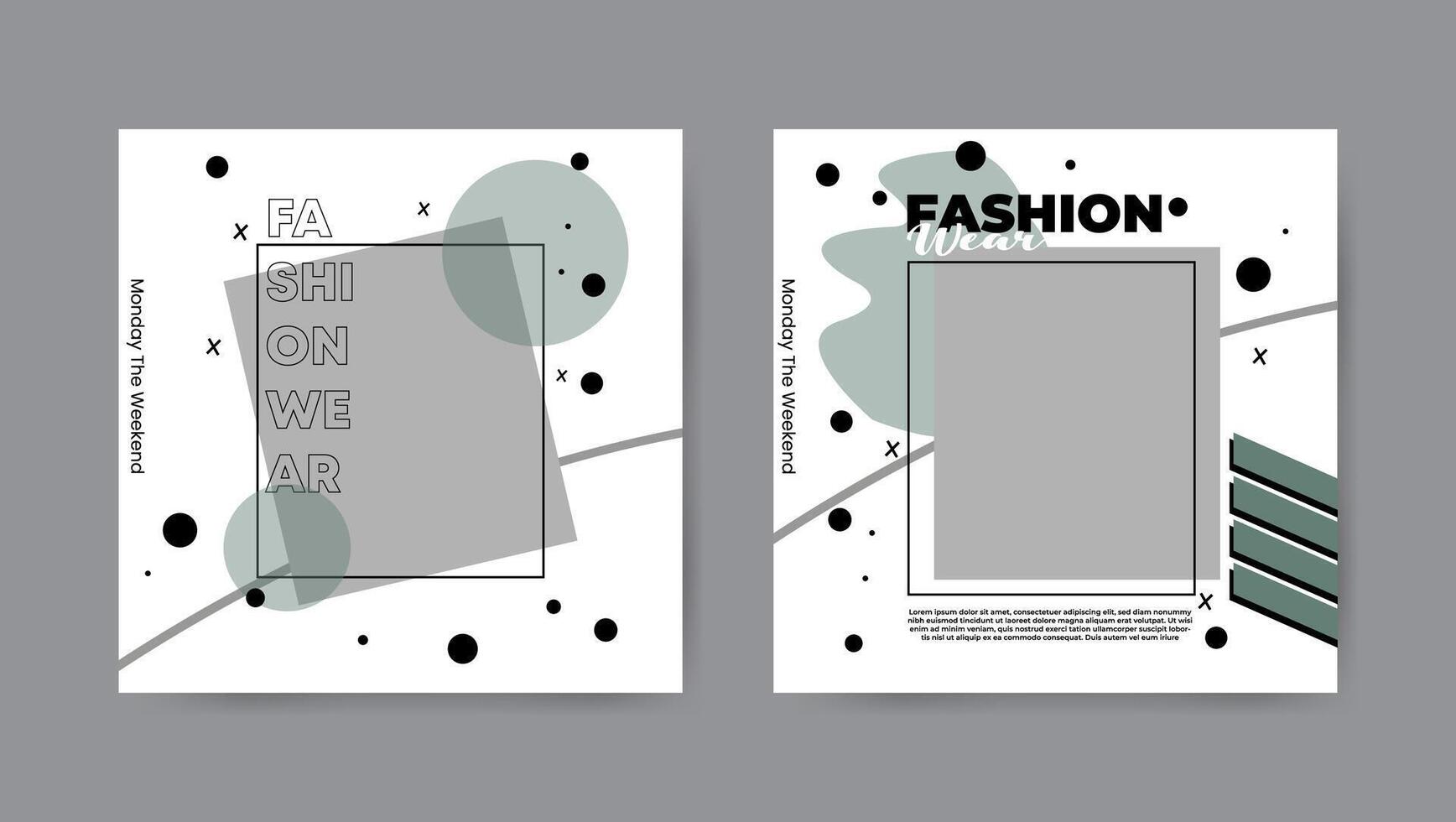 Collection of trendy sale discount social media post templates. Square banner design background. vector