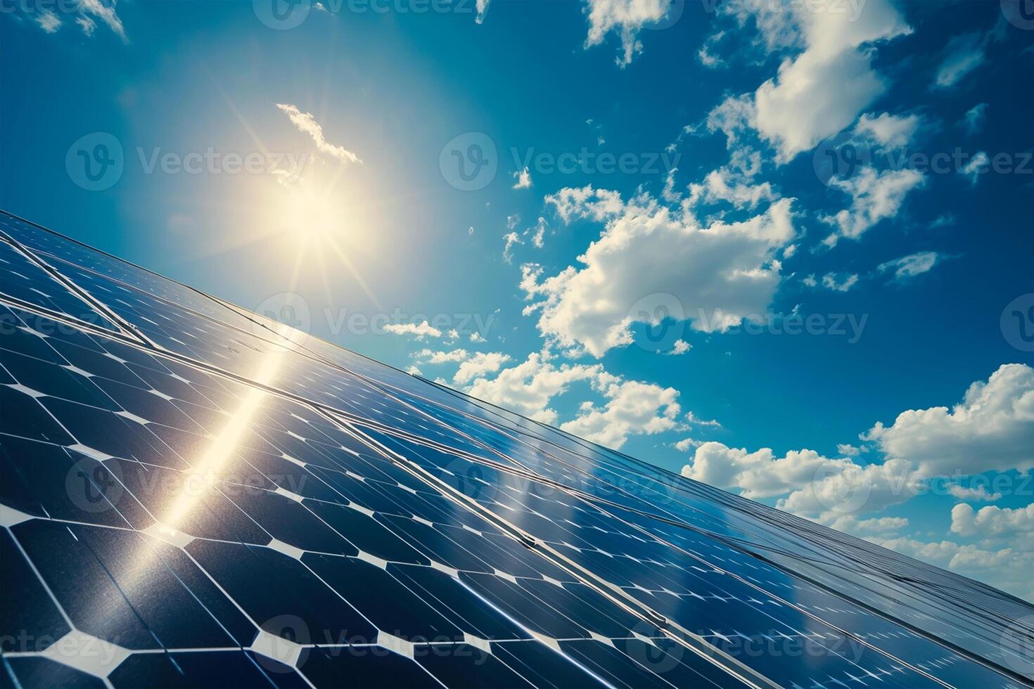 AI generated Solar panel for alternative electricity in daylight photo