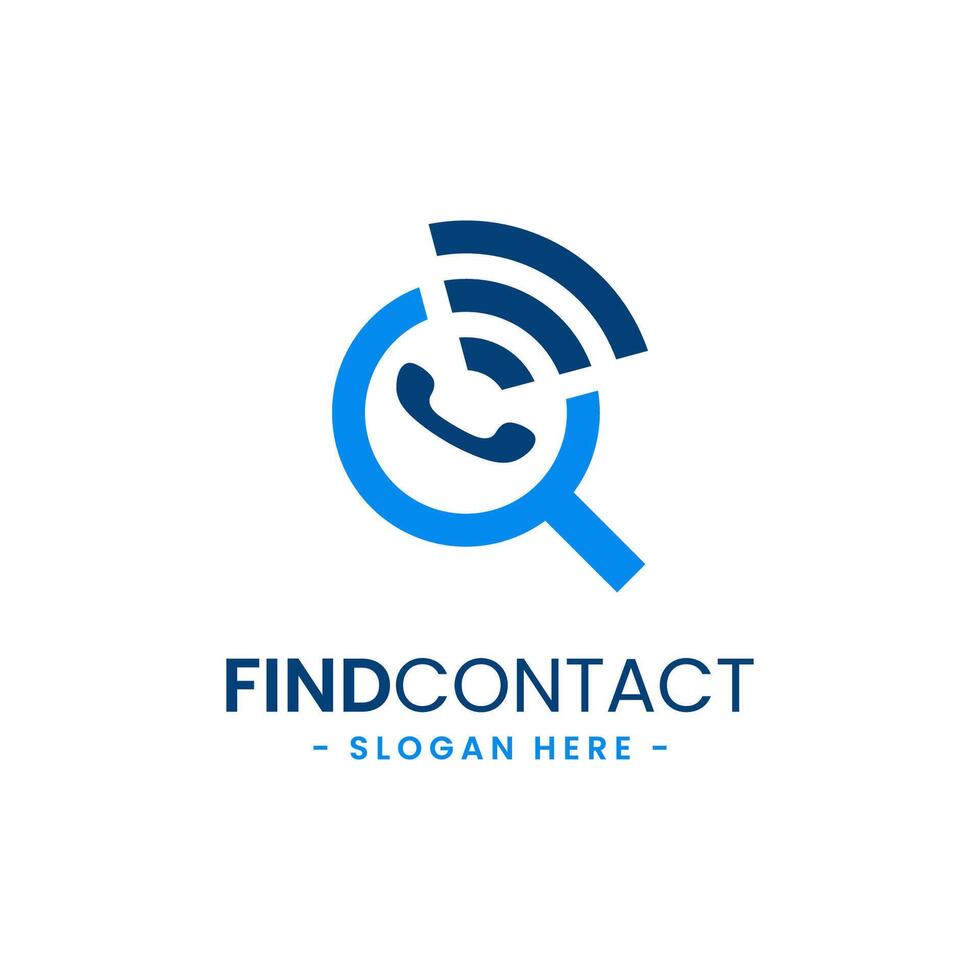 Find contact logo design template. Contact finder icon vector. Telephone, contact, chat, service consulting, search concept. Flat style for graphic design, logo, web, UI. vector