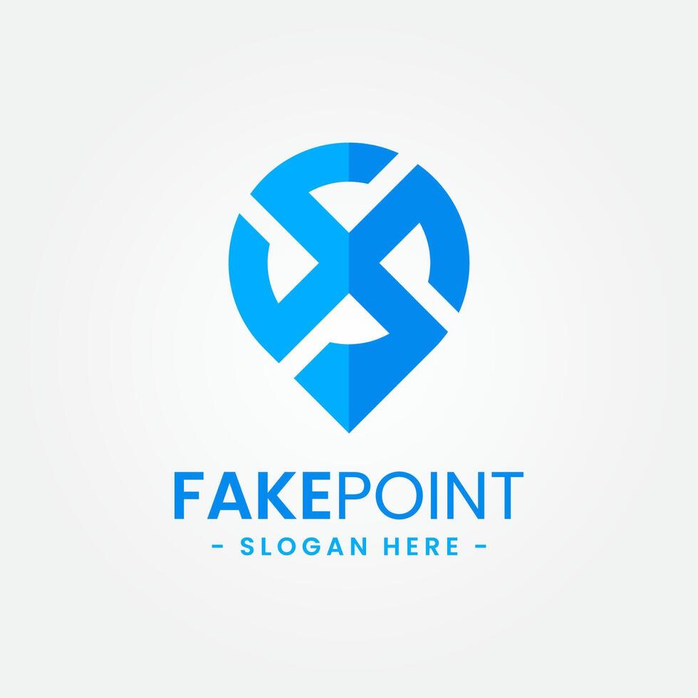 Fake point logo design template. Initial letter x and point icon vector combination. Creative letter x for location symbol concept.