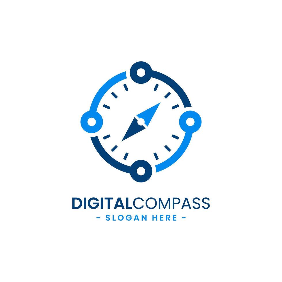 Digital compass logo design template. Illustration symbol concept for mobile app, web, media, etc. vector