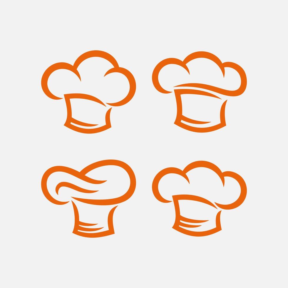 Set of Chef Hat Logo Vector. Creative Restaurant icon, symbol, illustration design template vector