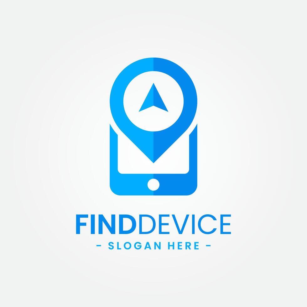 Find device logo design template. Device finder icon. Find my phone vector illustration. Modern phone location logo.