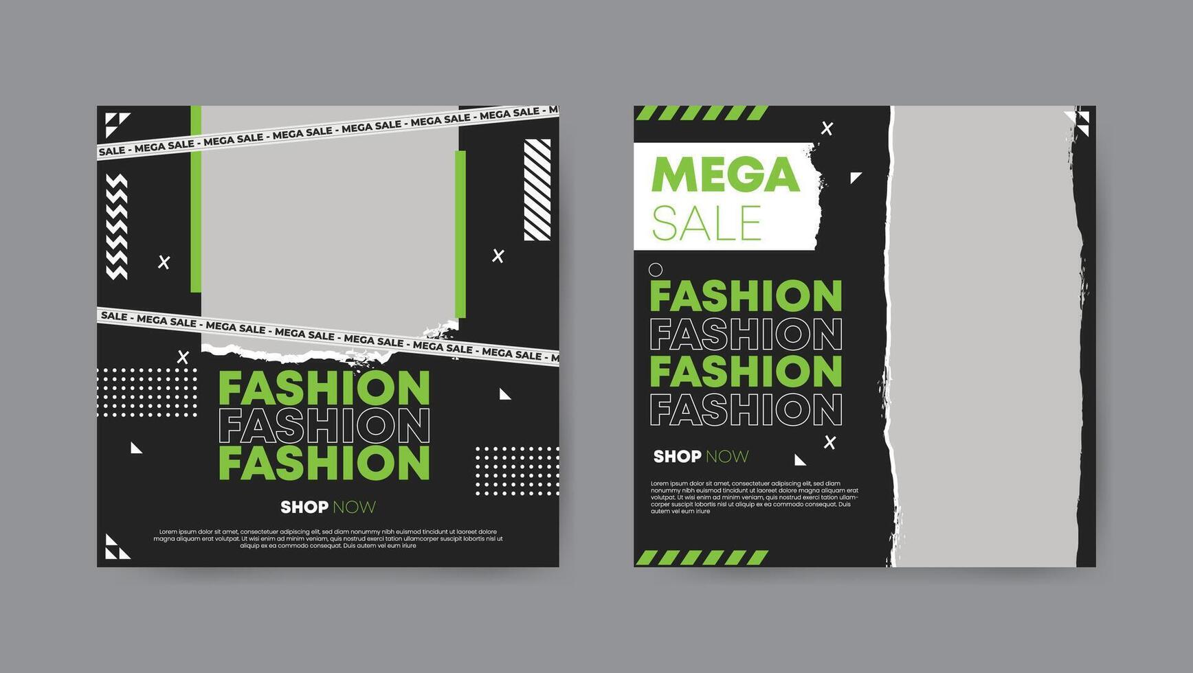 Collection of trendy sale discount social media post templates. Square banner design background. vector