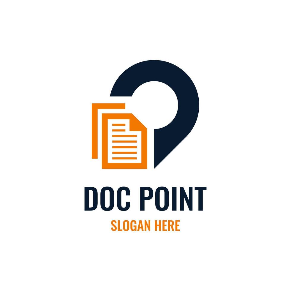 Document point logo design template. Review search icon vector, concept of analysing, correcting, evaluating, surveying, etc. vector