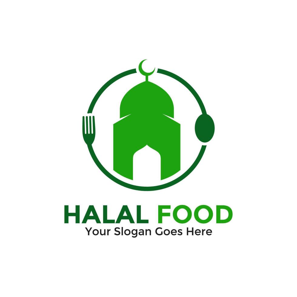 Halal food products logo template design. Vector illustration.