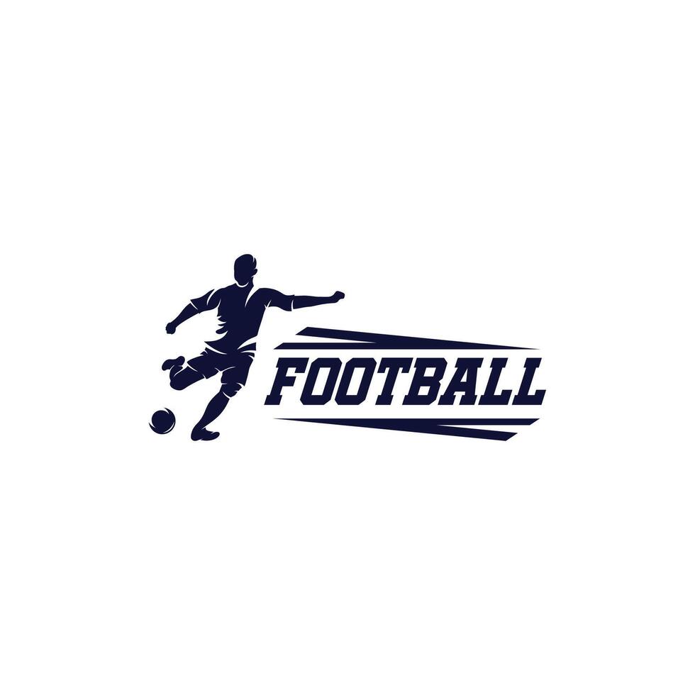 Soccer and football logo vector. Player man logo design, soccer player kicking the ball vector