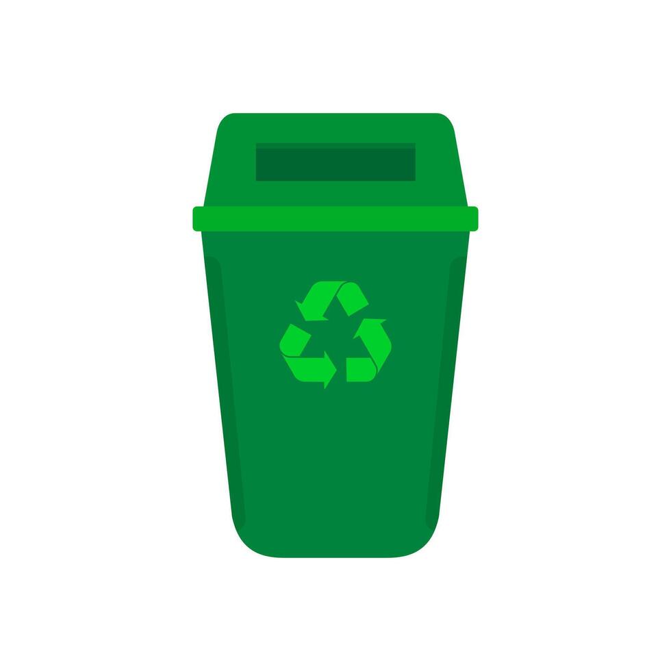 Trash can icon. Recycle bin simple sign. Trash can with recycle vector isolated on a white background. Garbage Icon vector. Garbage vector design illustration. Trash can icon similar design