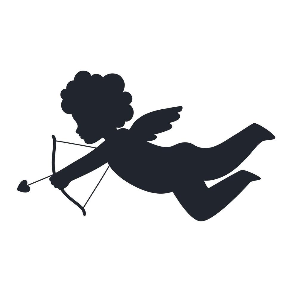 Cupid silhouette. Vector flat illustration.