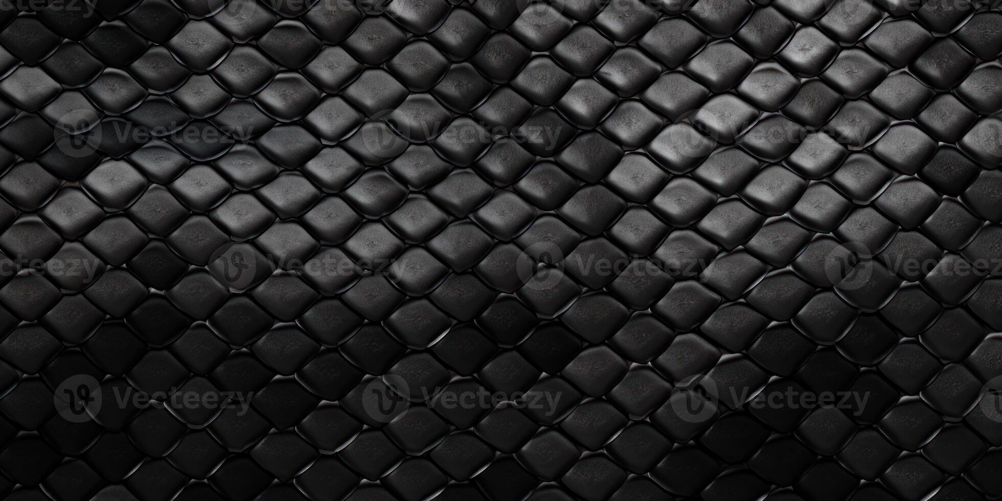 AI Generated Black Snake Skin Texture with Geometric Scales. Snake Leather Background. Generative AI photo