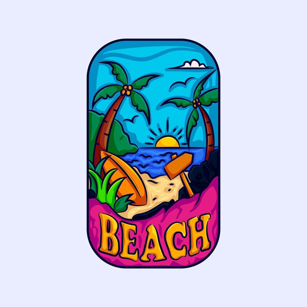 Beach logo design, summer vector illustration ideal for vacation spot logos, and cool t-shirt ideas