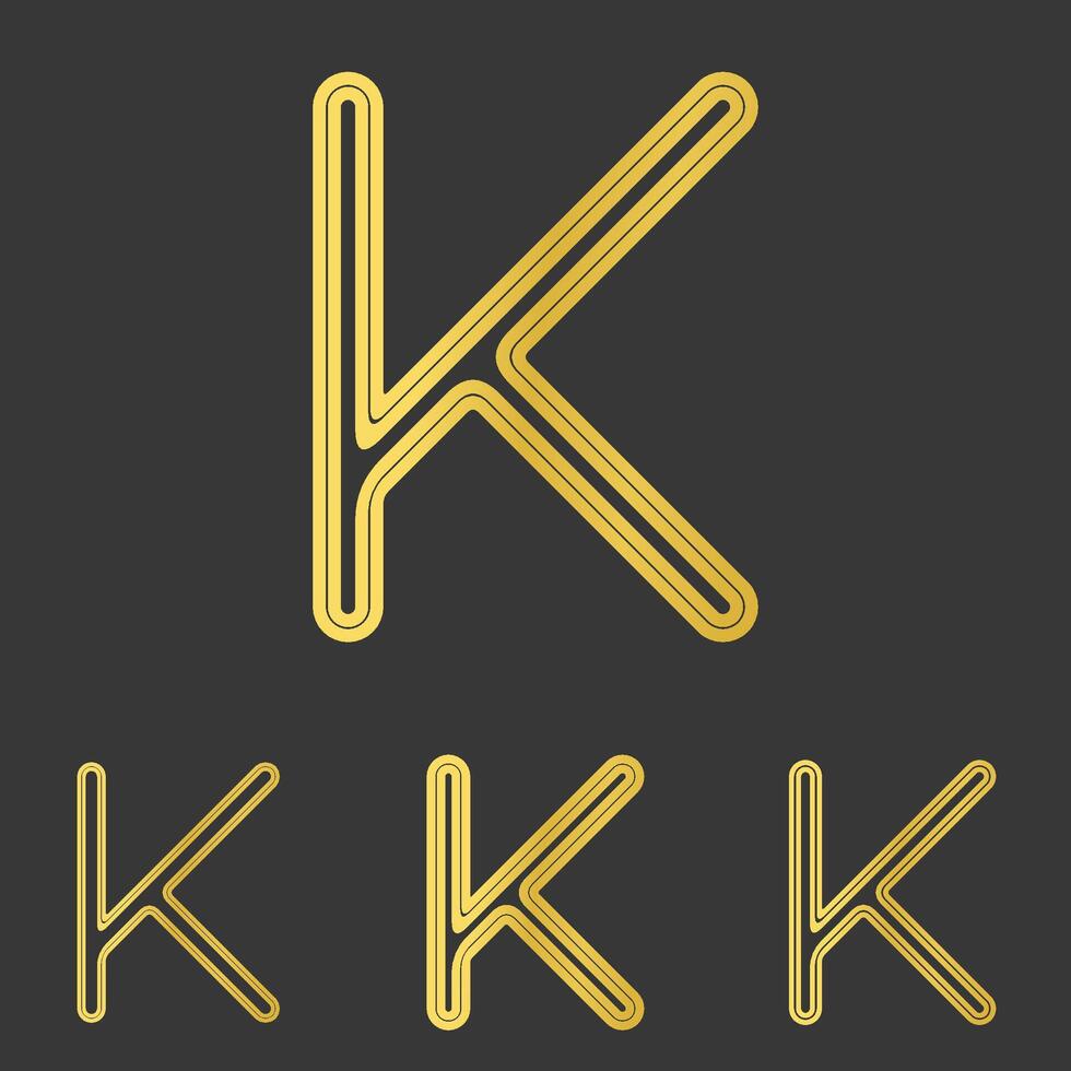 Golden line letter k logo design set vector