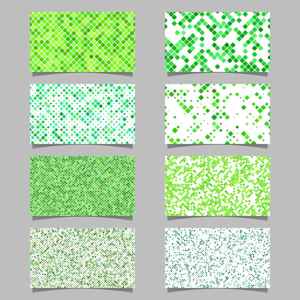 Green geometrical card background set - vector template designs with diagonal square pattern