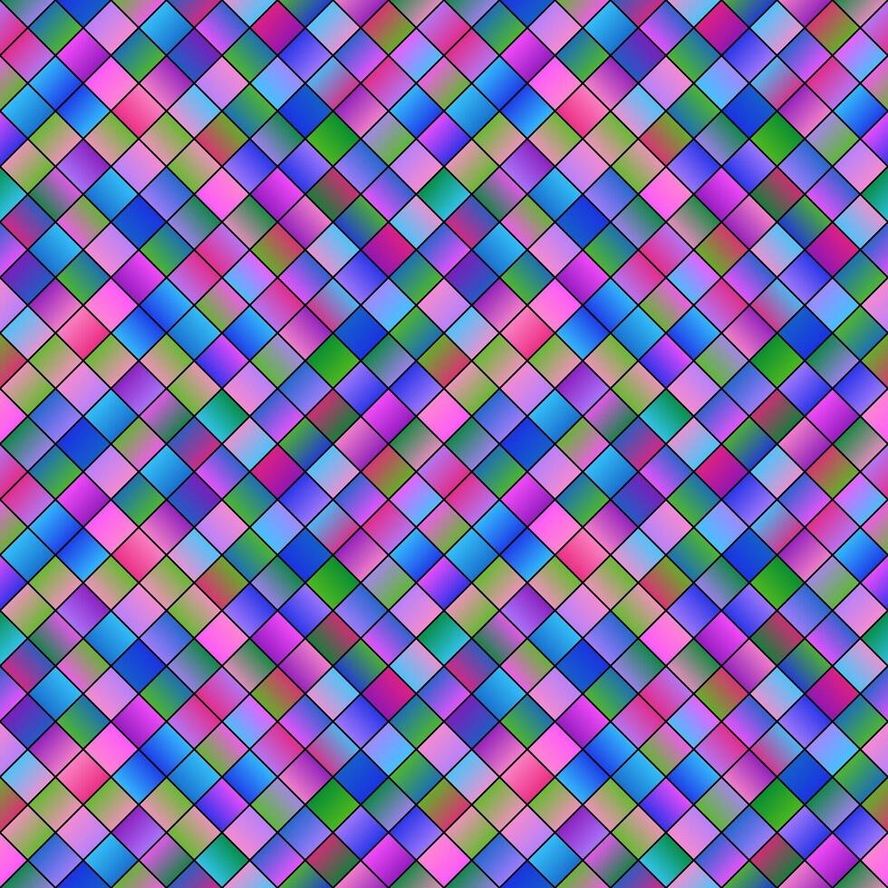 Geometrical gradient seamless diagonal square pattern background - abstract geometric colorful vector design