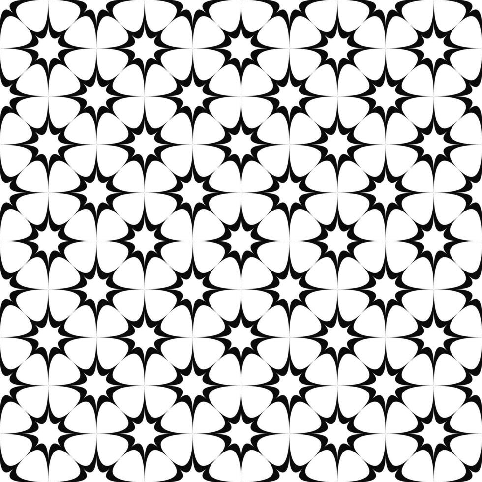 Abstract seamless monochrome curved star pattern background vector