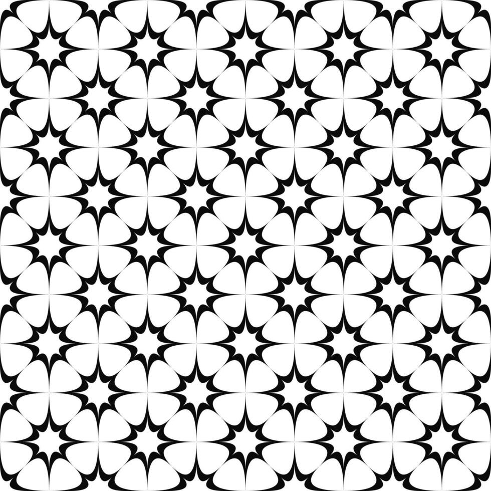 Abstract seamless monochrome curved star pattern background vector