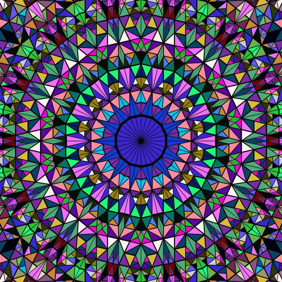 Polygonal geometrical round pattern background - psychedelic colorful hypnotic abstract vector illustration