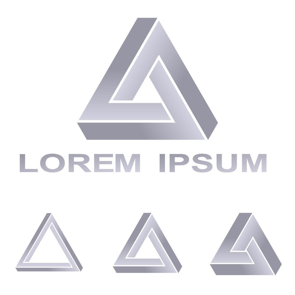 Silver Penrose triangle technology company symbol design set vector