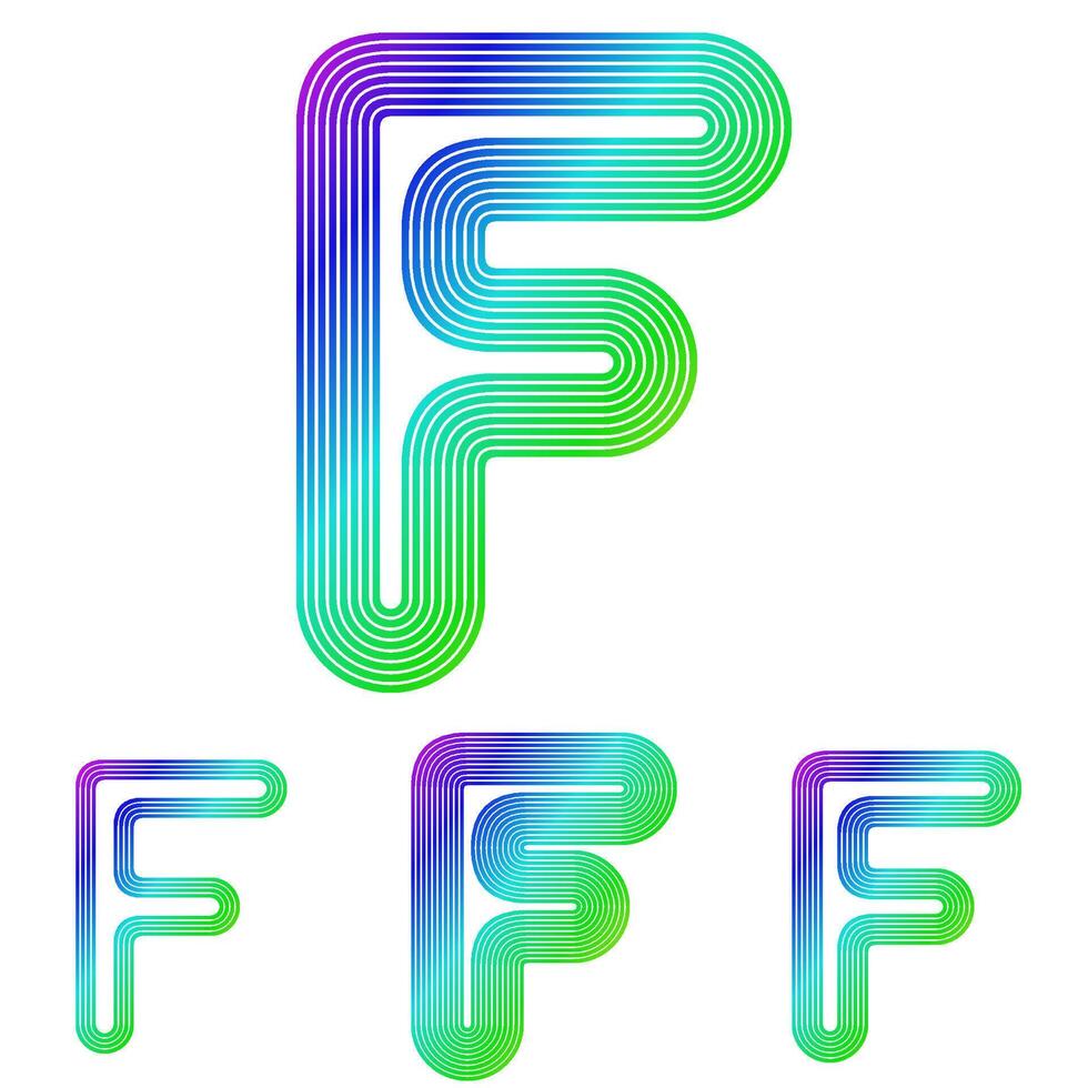 Blue and green line letter f logo design set vector